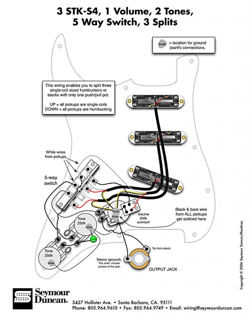 Strat Wiring Diagram 3 Toggles.. 3 Single Coils 1 Volume One Tone from www.seymourduncan.com