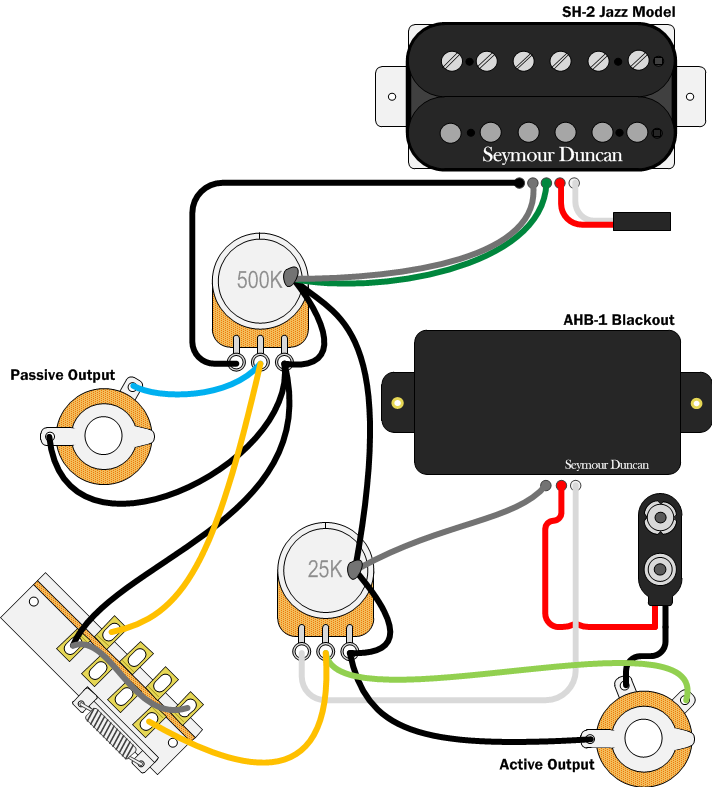 Passive Pickups In One Guitar, Active Guitar Pickup Wiring Diagrams