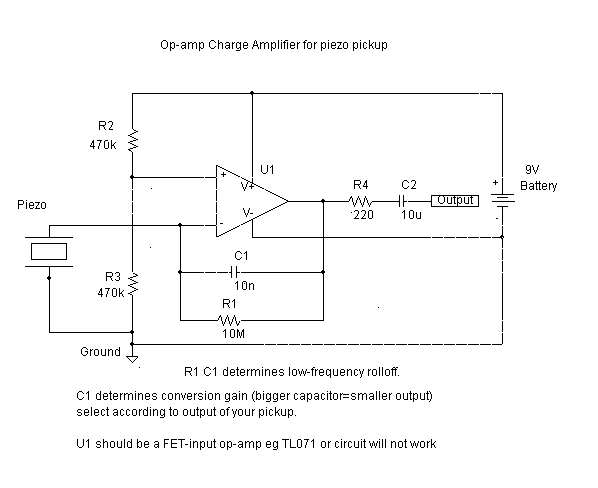 converting multiple piezo pickups to one input converting multiple piezo pickups to one input