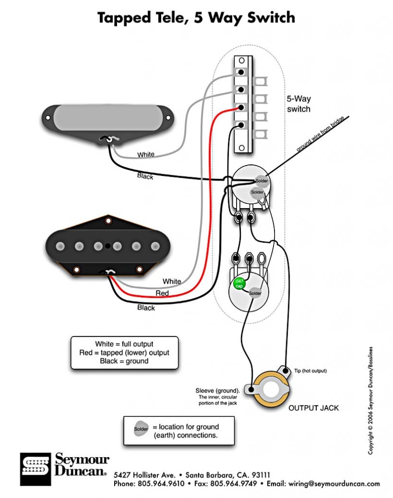 Fender Telecaster - Tapped Tele, 5 Way Switch Guitar Wiring Diagram