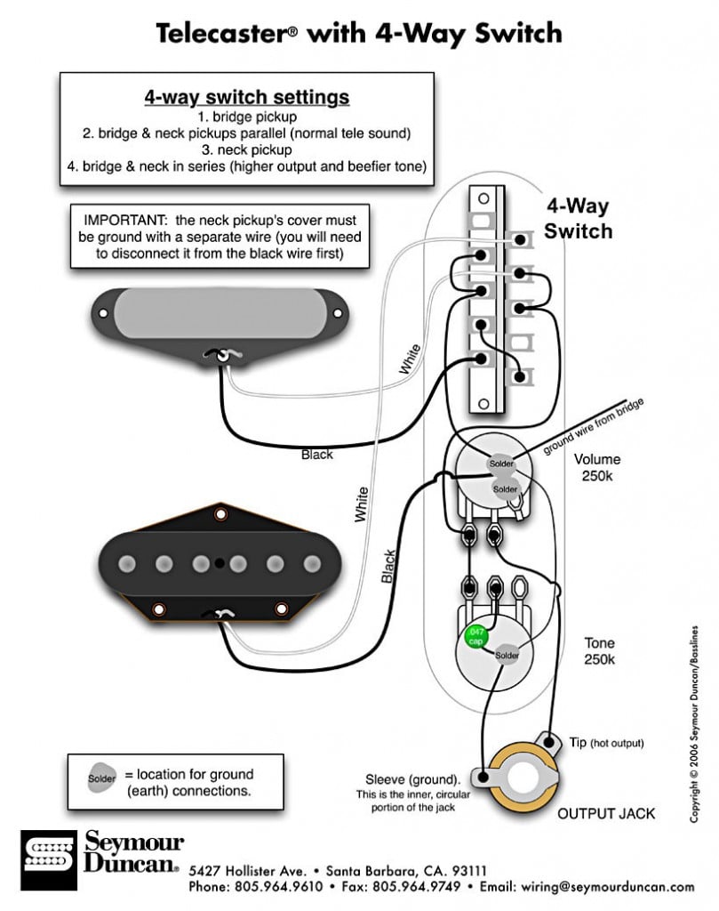 Fender Telecaster - 4-way Switch Guitar Wiring Diagram 