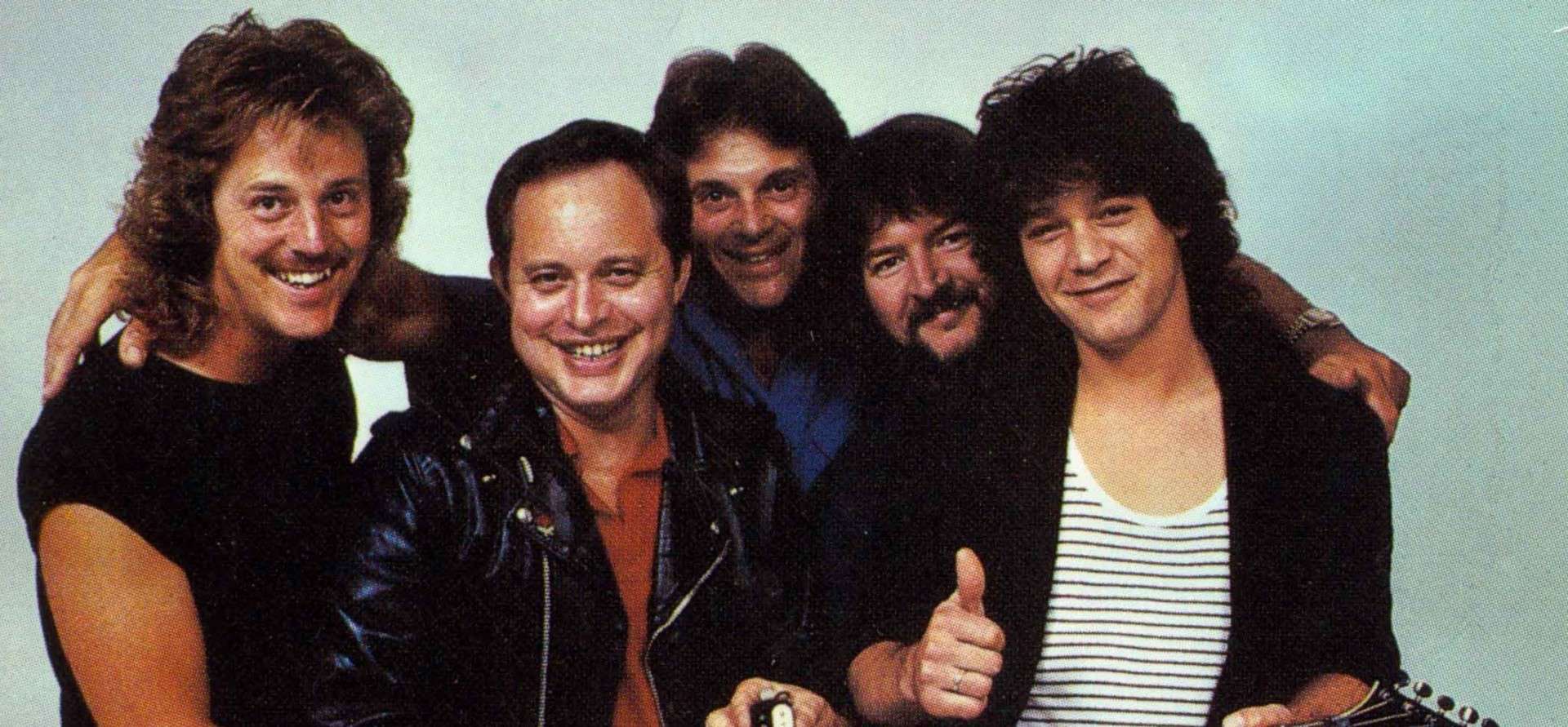 A photo of Floyd Rose, Steve Ripley, Dennis Berardi, Seymour W Duncan, and Eddie Van Halen.