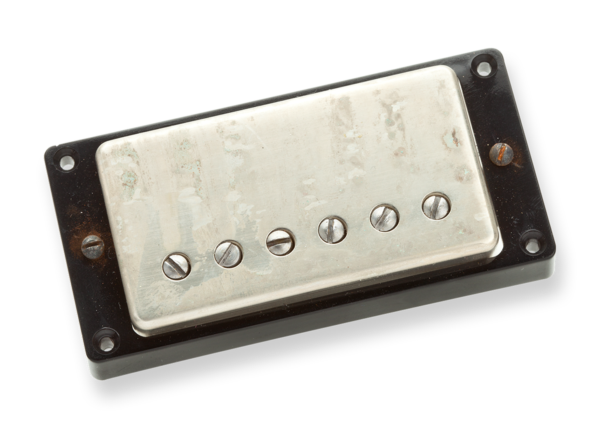 Antiquity humbucker pickup with an aged nickel cover