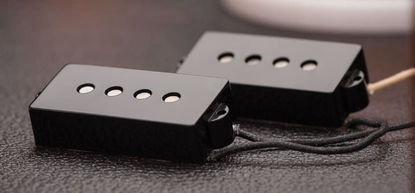 Lifestyle shot of Vintage P-Bass pickups