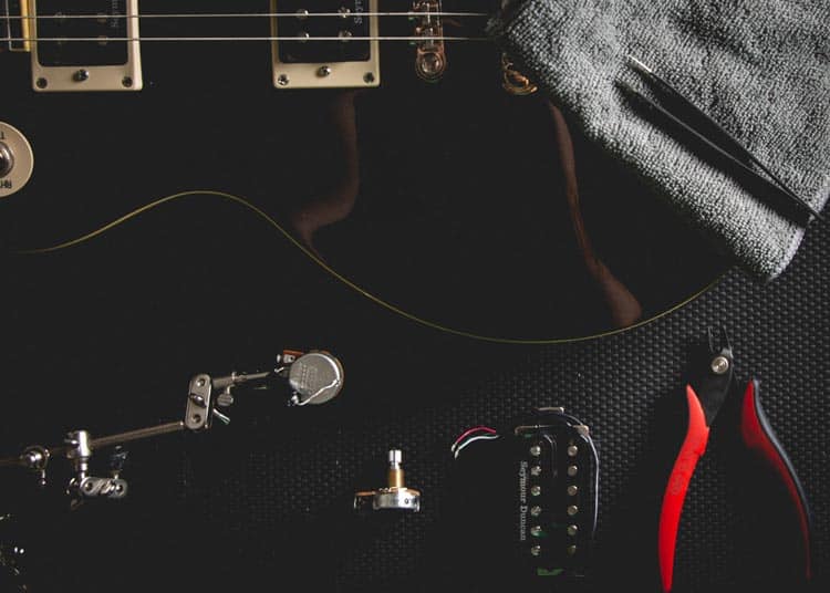 Les Paul guitar with pots removed