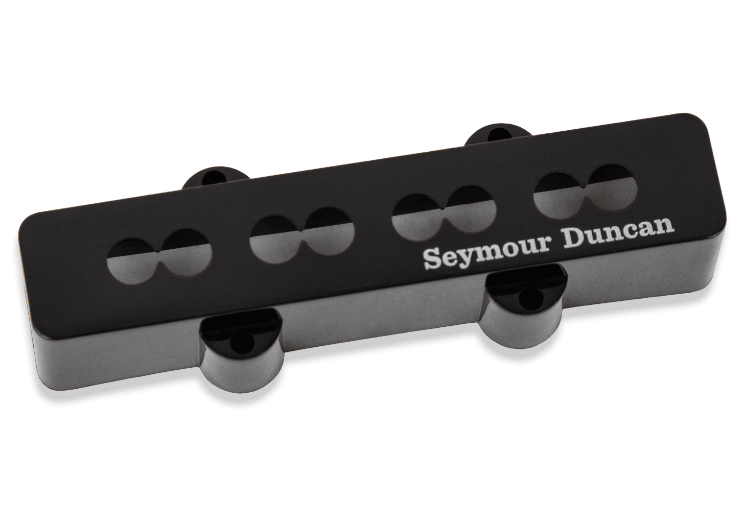 Black Seymour Duncan Quarter Pound Jazz Bass neck pickup cover with logo